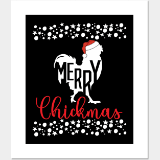 Merry Chickmas Funny Chicken Silhouette Clip art Christmas Family Gifts Posters and Art